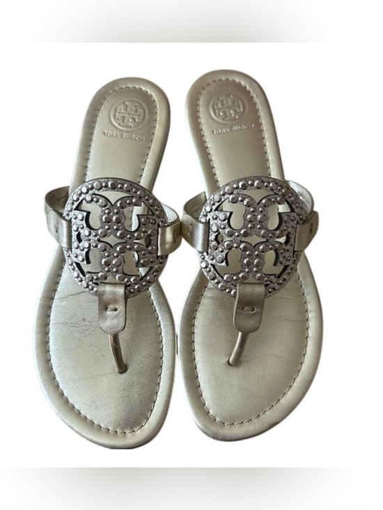 Tory Burch Shoes - Tory‎ Burch Miller Embellished Sandals Spark Gold 7.5 Metallic Thong